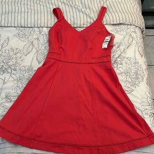 BAR III cotton coral knee length dress stretchy  Sz- L straps new with tags
